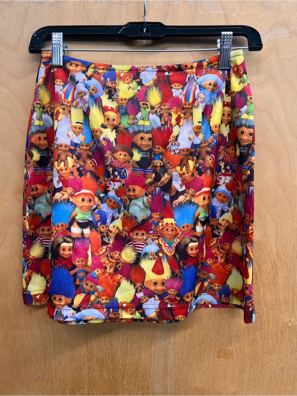 Bright Multi-Color Troll Print Mini Skirt